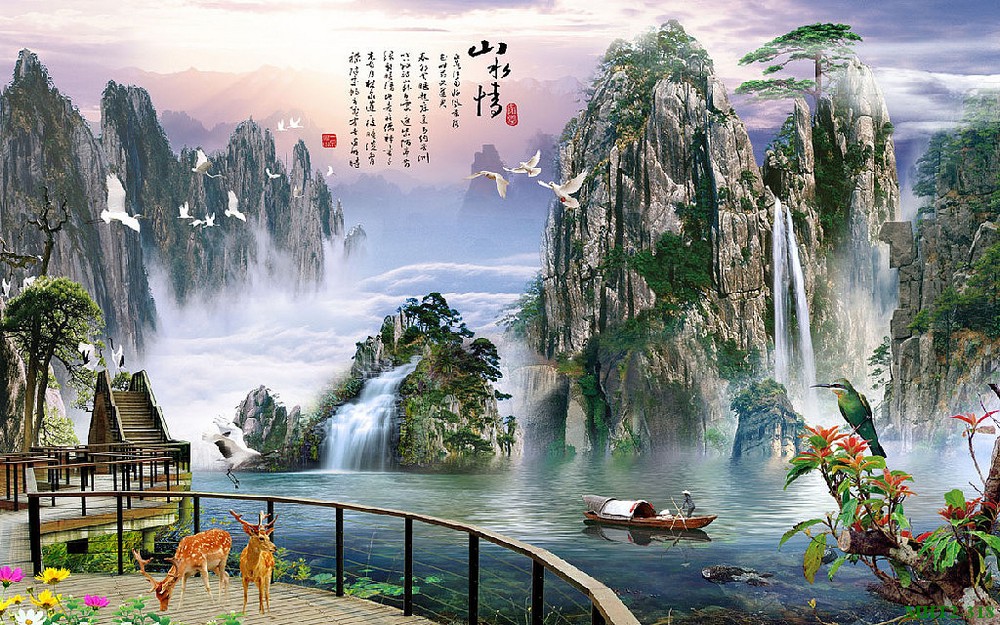 Phong cảnh sơn thủy hồ thác MHT2-318